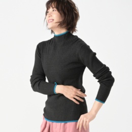 GRC 配色ラインハイネックニットプルオーバー