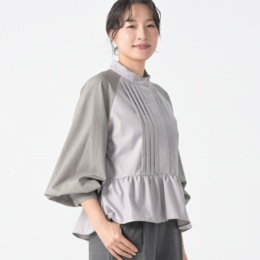 YukaKoshino ストライプドッキングのブラウス