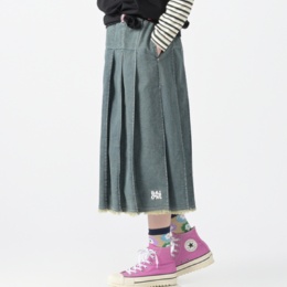  PERSONS デニムプリーツスカート