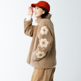 パーソンズ（PERSONS） PERSONS 袖フラワーパッチあったかボアブルゾン