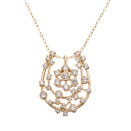 18KYGダイヤモンド3wayホースシューペンダント計0.38ctUP