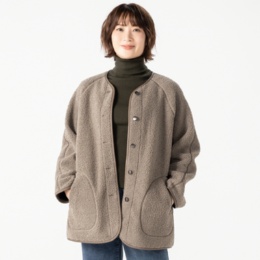 MINHA KILAKILA ノーカラーリバーシブルショートコート