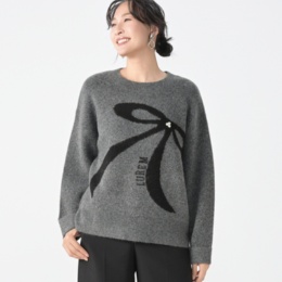 LUREM パール調ビジューリボンニットプルオーバー