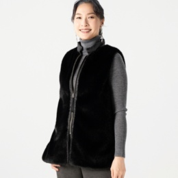 BOUTIQUE JUNKO 異素材コントラストフェイクファージレ