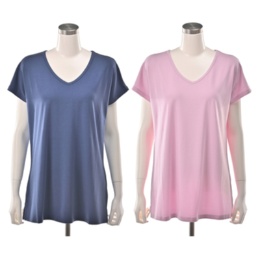 Denim & Co Vネックフレンチスリーブプルオーバー2枚セット