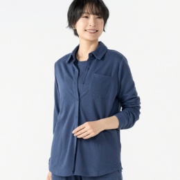 Denim & Co カットソーガーゼ素材ロールアップスリーブシャツ