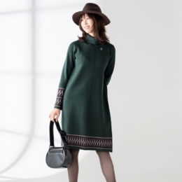 PCD ジャカードラインのモダンニットワンピース