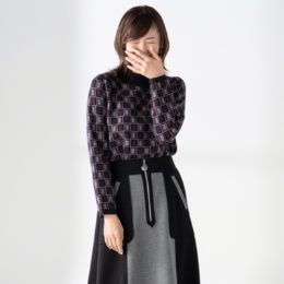 PCD ブロックジャカードのタートルニットプルオーバー