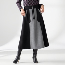 PCD カラーブロッキングのジップアクセントナロースカート