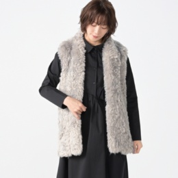 KawaiOkada フェイクファー編地ドッキングベスト