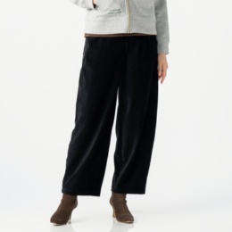 エニワイズ ニットコーデュロイの楽々ワイドストレートパンツ