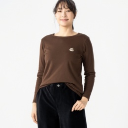 エニワイズやわらか裏微起毛の刺繍入りロングTシャツ