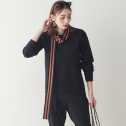 MASAGO ジャガードのタイ付きニットプルオーバー