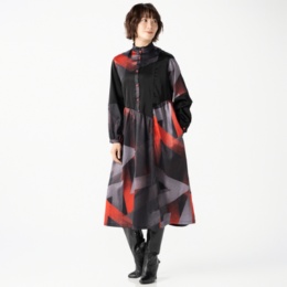 SUPERLADY グラフィカルプリント裾フレアワンピース