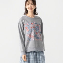 PERSONS ストロベリー&フラワー刺繍スウェット