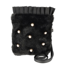 &LOVE パール調ビジューのふわもこエコファーポシェット