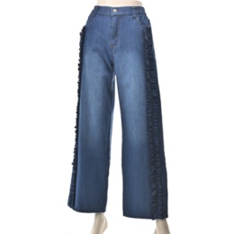  &LOVE サイドふりるの裏フリースデニムパンツ