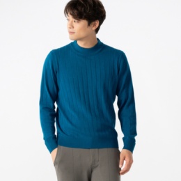 TETE HOMME ワイドリブモックネックニット