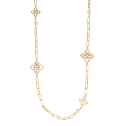 JinkaNezu シェル&CZ フラワーモチーフ ステーションネックレス