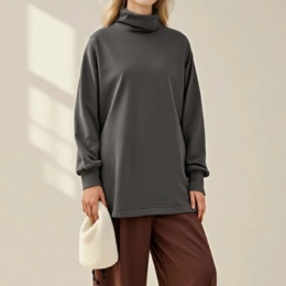  Provador 暖かシャギー裏起毛ハイネックチュニック