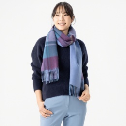 ルナジュメール シルケットウールカシミヤ混リバーシブルマフラー