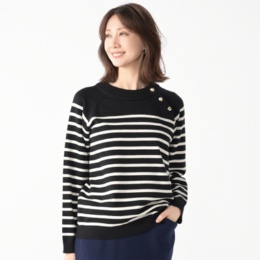 エニワイズ 華やかボタンアクセントマリンニット