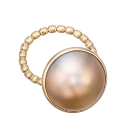 18KYG 奄美大島産ゴールデンマベパール ストレッチリング