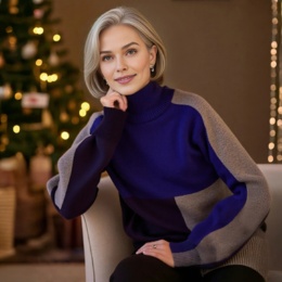 Grace Edit 配色ブロッキングニットプルオーバー