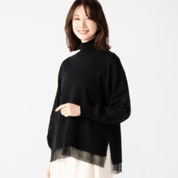 anatelier 袖刺繍 エレガントニットチュニック