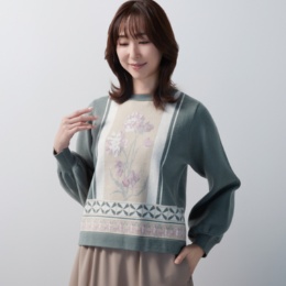 anatelier フラワージャガードニットプルオーバー
