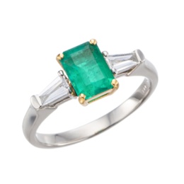 PT950/18KYG コロンビア産エメラルド リング 1.0ctUP