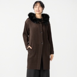 SPECCHIO シャトルプリーツフリーサイズフーディロングカーデ