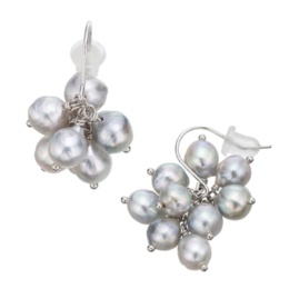 ナチュラルブルーグレーアコヤ真珠バロックイヤリング/ピアス 5mm