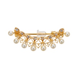 シャンパンカラーアコヤ真珠 エレガントブローチ 3mm