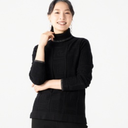 PCD モダンロゴジャカードのタートルニットプルオーバー