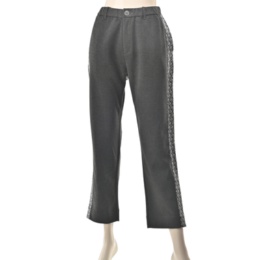  PCD サイドトライアングルジャカード柄のストレートパンツ