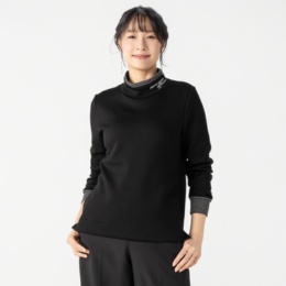 PCD ボーダーコンビのハイネックカットソープルオーバー