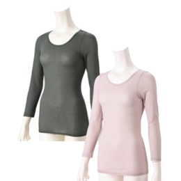 片倉ブランドクルーネック長袖インナーカラー選べる2点セット