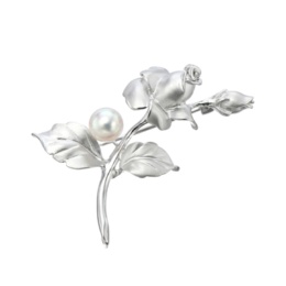 SV アコヤ真珠 ローズブローチ 7.5mm ロゼ