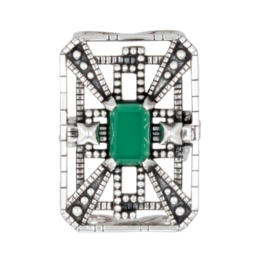 ラフィネ シルバー925 グリーンメノウアールデコブローチ