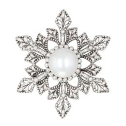 ラフィネ シルバー925 淡水パール雪の結晶ブローチ