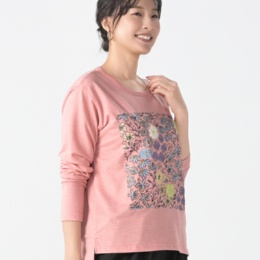 PERSONS フラワーブーケ刺繍長袖Tシャツ