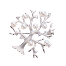 SV アコヤ真珠 ツリーモチーフブローチ/ペンダントヘッド ロゼ