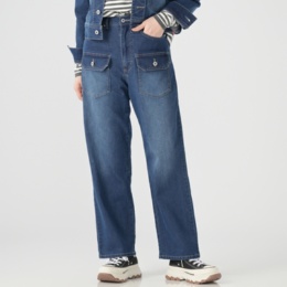 KiKKi BIGポケットセミワイドデニムパンツ