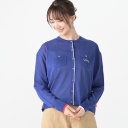 KiKKi ポケット付き配色シアーニットカーディガン