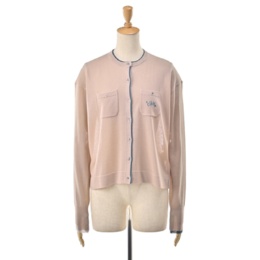  KiKKi ポケット付き配色シアーニットカーディガン