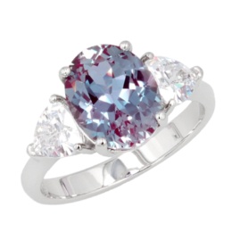 SSシンセティックアレキサンドライト&CZ リング 3.0ct