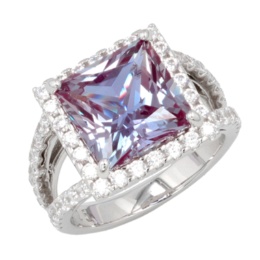 SSシンセティックアレキサンドライト&CZリング 5.5ct