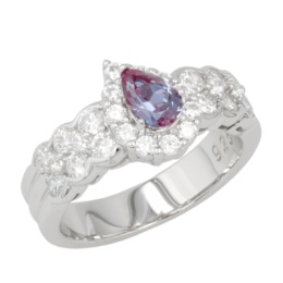 SSシンセティックアレキサンドライト&CZリング 0.4ct