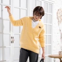 calma ふわふわ大人の起毛加工ニットプルオーバー
